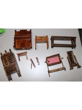 Lot Miniature Doll House Vintage Concord High Boy Shackman Organ Cradle Desk